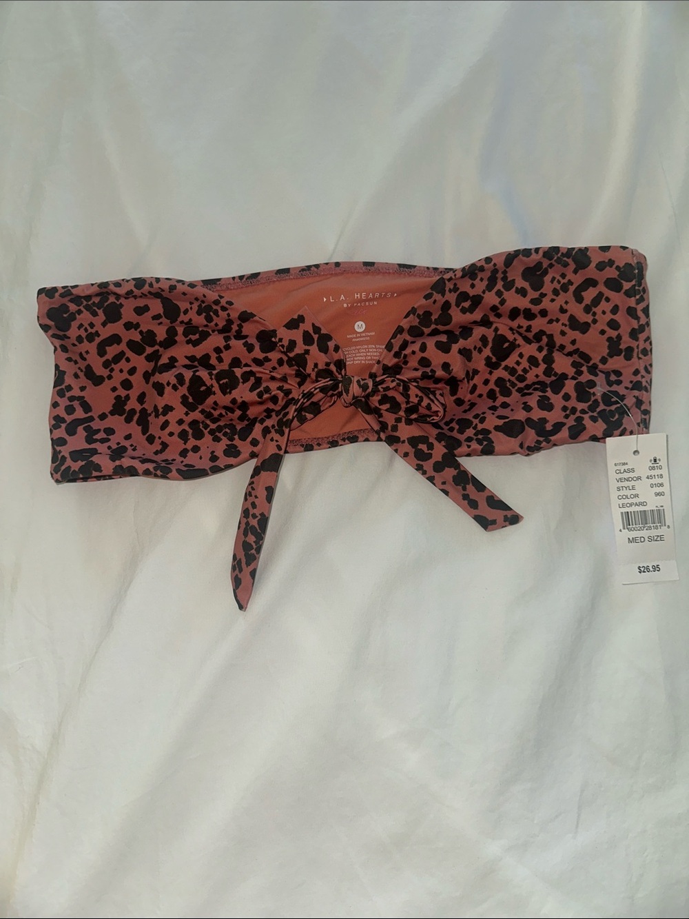 La Hearts PAC Sun Leopard Tie-Front Bandeau Top